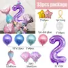Globo de Sirena Transfronterizo Columna de Globos con Número Set Tema de Sirena Concha Decoración de Escena de Cumpleaños Infantil