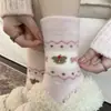 Jiefeitii "Calcetines de Terciopelo Australiano Rosa y Morado para Mujer Otoño e Invierno Engrosados Cálidos Estilo Fair Isle Dibujos Animados Dulces Calcetines de Felpa