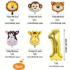 Set de Globos de Columna con Número de Cumpleaños para Niño Temática de Animales Decoraciones para Fiesta de Primer Cumpleaños de Bebé Pared de Fondo