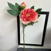 Flor Artificial de Peonía con 2 Cabezas, Peonía de Borde Quemado, Flor de Loto Artificial, Decoración Vintage para Sala de Estar del Hogar, Peonía Estilo Chino Pintura al Óleo