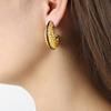 Aretes de acero de titanio con esmalte de caña de color vintage estilo Hong Kong, nicho de personalidad, huecos en forma de C, temperamento, Maillard mujeres