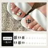 24 peças Unhas Usáveis de Patinha de Cachorro Desenho Animado Branco Leitoso Unhas de Mão Pintadas à Mão Quadradas Curtas Redondas Adesivos de Unha para Pedicure Adesivos de Unha do Dedo do Pé Padrão Xadrez