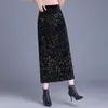 Falda sencilla y elegante de lentejuelas para mujer, nueva falda recta bodycon de cintura alta ajustada para otoño e invierno 2026, elegante y moderna