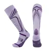 Meias de Esqui de Inverno Femininas, Engrossadas, Quentes, à Prova de Frio, Meias de Cano Alto, Alta Elasticidade, Suporte de Pressão, Absorção de Choque, Meias Esportivas Profissionais