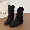 Botines Nuevos de Media Pantorrilla para Mujer, Estilo Británico, Tacón Grueso, Hace que los Pies se Vean Bien, Dr. Estilo Martens, Botas de Páramo, Apiladas, Otoño/Invierno, Retro