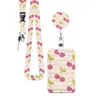 Porta-credencial retráctil de fresa rosa con diseño en relieve UV, cordón de poliéster, clip para credencial, en stock para ventas transfronterizas