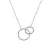 378 Estilo Coreano Ins Diseño de Nicho Minimalista Versátil Cara Irregular Anillo Doble Textil Collar de Plata de Ley S925 para Mujer