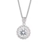 Colgante de moda de imitación de moissanita de 5 quilates con diseño de girasol completo de diamantes, cadena para la clavícula, venta al por mayor desde el fabricante