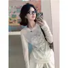 Camiseta de Punto Ligeramente Transparente para Mujer, Estilo Delgado de Verano, Cubre-Traje Perezoso con Protección Solar, Nuevo Top de Diseño Ajustado, Ins