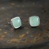Pendientes de plata de ley 925 con cristales cuadrados para mujer, diseño sencillo de nicho, estilo frío, elegantes y básicos, E0007