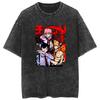 Camiseta Retro Lavada Amazon Hip Hop Anime Chainsaw Man Hombre Motosierra Casual Algodón Verano Manga Corta