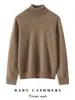 Suéter de Cashmere Consinee de Gola Alta para Mulheres, 100% Cashmere Puro, Caimento Solto, Emagrecedor, Suéter Básico de Tricô Simples e Versátil