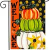 Bandera de Jardín Transfronteriza de Otoño Nuevo Acción de Gracias Calabaza, Hoja de Arce Estampada Bandera Decorativa Exterior para Patio