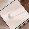 Collar de Doble Anillo de Herradura de Lujo Ligero para Mujer, Estilo Coreano Estilo Ins Popular Transfronterizo Joyería Venta al por Mayor de Comercio Electrónico Tienda Cero