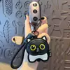 Llavero Colgante Creativo de Gato en Cuero PU Lindo Colgante de Muñeca para Pareja Llavero de Coche Bolsos Regalo Pequeño