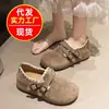 Mocasines de Suela Blanda con Doble Hebilla y Encaje Oculto para Mujer 2026 Otoño Nuevos Slip-on Zapato de Moda para Persona Perezosa al Aire Libre
