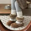 Botas de Nieve Cálidas con Cordones y Suela Gruesa Retro para Mujer 2025 Invierno Nuevos Zapatos de Algodón Grueso de Caña Corta Versátiles