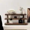 Estante de Almacenamiento de Escritorio de Nogal Multicapa No Requiere Instalación Productos para el Cuidado de la Piel Tazas Exhibidor de Perfumes No Requiere Perforación