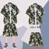 Camisa estampada casual masculina shorts de praia de verão manga curta terno de duas peças havaiano moderno bonito roupas de férias