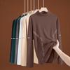 Camiseta de Veludo Dupla Face Gola Alta Manga Longa Outono e Inverno Masculina Slim Casual Camiseta Básica Masculina e Feminina Lapela Acolchoada Top Quente