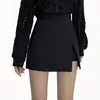 Saia Midi Feminina Linha A Outono 2026 Fina Tamanho Grande Emagrecedora Valoriza o Corpo Plus Size Feminina Saia Lápis Preta de Cintura Alta com Fenda