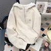 Sudadera con capucha y media cremallera Vintage de nicho coreano para hombre y mujer en invierno, forrada de forro polar, tops casuales simples para pareja