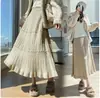 Saia de tricô com contas brancas LEKA, nova para outono e inverno, cintura alta, modeladora, versátil, cor sólida, bodycon, comprimento midi, saia evasê
