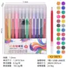 Caneta Gel Contorno Colorida com Glitter de Alta Capacidade para Estudante, Caneta Marcadora Highlighter para Planner Estudantil Infantil