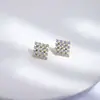 Nuevos Pendientes de Malla de Diamante Aguja de Plata de Ley 925 Zirconita Micro-Pavimentada con Diamante Completo Pendientes de Moda Personalizados de Alta Gama