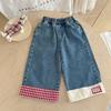 Ropa para Niños Otoño Nuevo Estilo Niñas Estilo Coreano Dibujos Animados Graffiti Falso Dos Piezas Camiseta Pantalones Rectos de Cuadros Traje