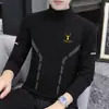 Ropa interior térmica con forro de terciopelo, engrosada y cálida, camiseta base unisex con cuello semi-alto, camiseta de manga larga de color liso, top de otoño