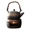 Calentador de Té de Cerámica Gruesa Dinastías Tang y Song, Calentador de Té Retro Hecho a Mano Estilo Japonés, Tetera de Cerámica, Juego de Té Kung Fu, Juego para Calentar Té