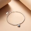 Pulsera de Plata de Ley S925 con Cuentas de Oliva y Cuentas Pequeñas de Arroz en Forma de Corazón para Mujer, Estilo Encaje Corazón Ins, Joyería de Mano Versátil de Nicho, Venta al por Mayor