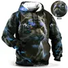 Novo Padrão de Leão e Tigre Impressão 3D Transfronteiriço Novo Moletom com Capuz Casual Masculino Outono e Inverno Vendas Diretas da Fábrica Fornecimento