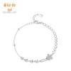 Pulseira de prata esterlina S925 leve luxuosa pequena flor micro diamante feminina verão fresco costura design geométrico joias de mão aberta
