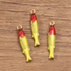 Varias Joyas de Acero Inoxidable 304 Doradas con Galvanoplastia al Vacío, con Goteo de Aceite Estéreo por Ambos Lados, Encanto Marino, Colgante de Pez Pequeño