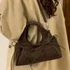 2026 Nova Moda Bolsa de Mão Plissada com Laço Nicho Ombro Único Casual Feminina Estilosa Personalidade Bolsa Transversal