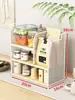 Estante de almacenamiento de escritorio, organizador de tazas para mesa de comedor, estante de bocadillos multicapa para encimera de cocina, gabinete de café, portavasos