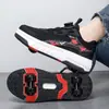 Vsv heelloon zapatos de cuatro ruedas para nuevos estudiantes patines infantiles para adultos zapatos que explotan para niños y niñas desmontables con ruedas