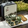 Kit de Juego de Té Portátil para Viaje con Asa, Adecuado para Uso Doméstico, Portátil para Eventos de Empresa, Regalos para Reunión Anual, Regalos de Empresa con Logotipo