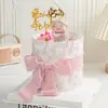Decoração de Bolo de Aniversário Borda Estampada Vintage Gato Segurando Vovó Abençoada como Donghai Shoubi Nanshan Vestido de Panificação