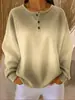 Amazon Transfronterizo Nuevo Estilo Europeo y Americano Rayas Verticales Cuello Henley Manga Larga Sudadera con Capucha Suelta Hombros Caídos Media Cremallera Top para Mujer
