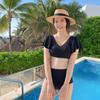 2023 novo manga curta fenda cintura alta calcinha conservador slim fresco roupa de banho de férias para águas termais feminino atacado