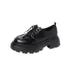 Zapatos de cuero negros con plataforma gruesa, que aumentan la altura, de cordones para mujer, colección de otoño 2026, versátiles, estilo británico retro, zapatos simples JK