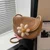 Saco de Sela 2024 Novo Bag Verão Praia Beira-Mar Ombro Nicho Crossbody Bag Handmade Straw Tecido Vacation Bag