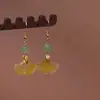 Pendientes Originales Estilo Chino Nuevo Estilo Chino Hoja de Ginkgo, Diseño de Nicho Estilo Antiguo con Pendientes para Mujer Cheongsam