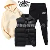 Conjunto Esportivo de Veludo Estampado Outono e Inverno Transfronteiriço Moda Americana Casual Colete Moletom de Algodão e Calça de Moletom Conjunto de Três Peças