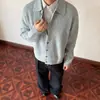 Cardigan Retrô Americano de Tricô Grosso com Gola e Botões para Homens e Mulheres, Suéter Grosso de Botões Versátil Casual para o Dia a Dia no Outono/Inverno