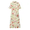 Vestido Longo Europeu e Americano Transfronteiriço com Ajuste na Cintura, Nova Roupa Feminina de Primavera com Gola Camisa