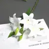 Alta Qualidade 3 Flores 2 Botões Lírios Simulados Impressão 3D Arranjo de Flores de Casamento Decoração Enfeites de Mesa Flores Artificiais Fabricante Atacado